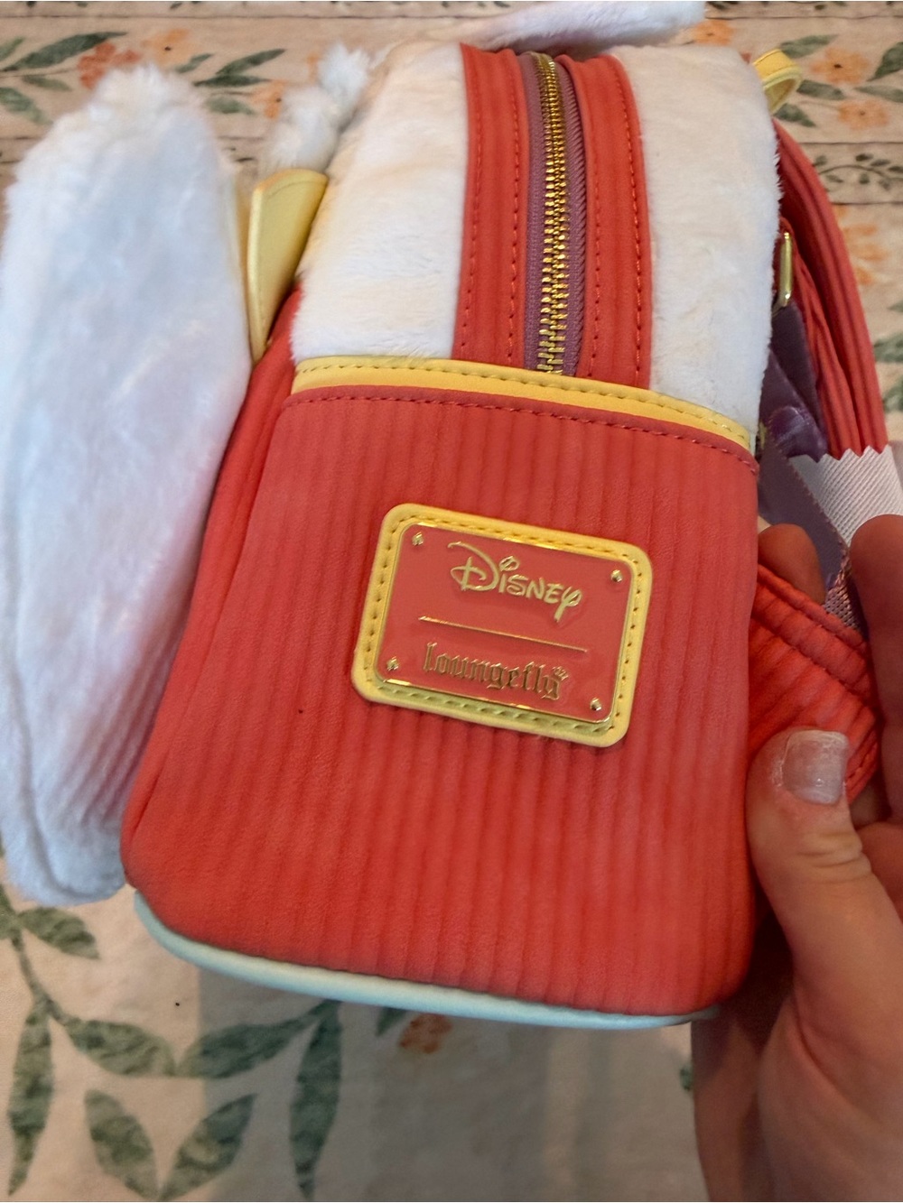 Loungefly Disney Alice In Wonderland White Rabbit Fuzzy Mini Backpack soft bunny - Picture 3 of 4
